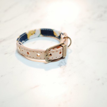 狗 大貓 S號 項圈 和風 柴犬 深藍 附鈴鐺 可加購吊牌