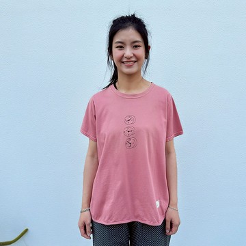 花木馬日系女裝圓領時鐘繡花T恤