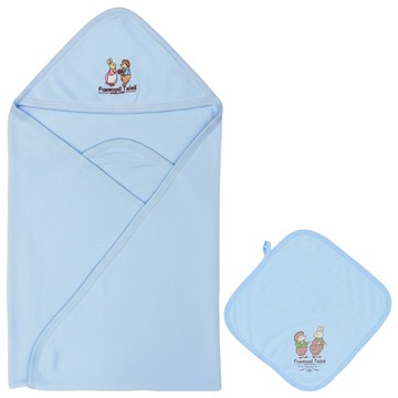 Foxwood Tales 狐狸村傳奇 嬰兒夏季純棉包巾(藍)附小方巾  1入
