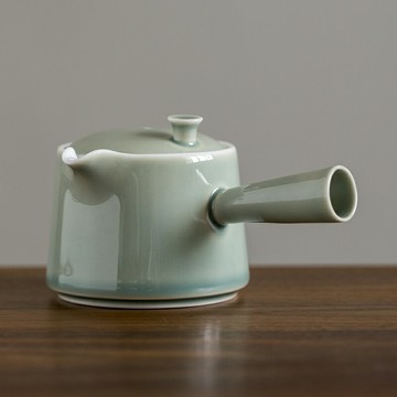 云窩 天青釉側把壺陶瓷單壺家用 耐高溫泡茶壺日式茶壺過濾加厚