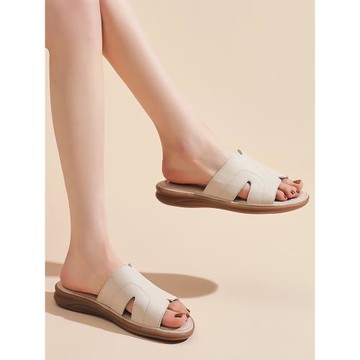 真皮媽媽涼鞋拖夏季老人大碼軟底舒適牛筋底中年平底涼拖鞋女外穿