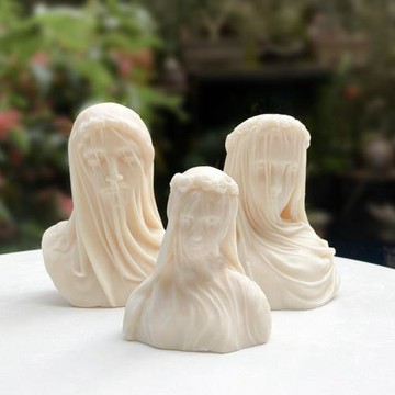 花環蒙面紗少女石膏人像雕塑硅膠 DIY人物香薰蠟燭擺件擴香石模具