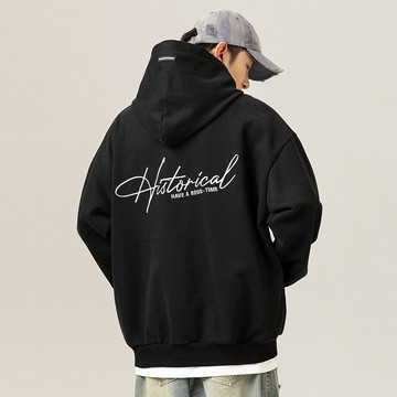 重磅400克！美式低飽和色系草寫字母刺繡連帽T恤 / 男女適穿 / 4色 / M-2XL【QTJL3838】