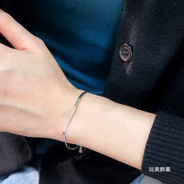 玩美飾集｜現貨&免運， S925全純銀 蛇骨超氣質純銀扁手鍊 VB0022