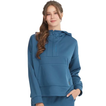 【Jack Wolfskin 飛狼】女 蓄熱石墨烯 連帽內刷毛保暖衣 帽T『青藍』(135412)