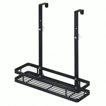 德利生活 浴室門後置物架 免釘不鏽鋼烤漆  350 x 120 x 395mm  單層 黑色  1個