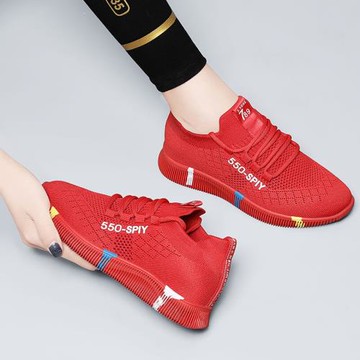 2024新款本命年小紅鞋飛織跑步鞋旅游鞋大紅色軟底爆款大碼42球鞋
