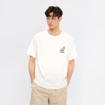Hang Ten- BCI純棉圖案印花短袖T恤-男(奶白)