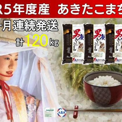 定期便 令和5年産 あきたこまち 精米 20kg 5kg×4袋 6ヶ月連続発送（合計 120kg） 秋田食糧卸販売