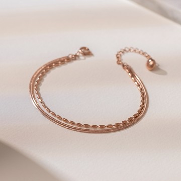 [鈦鋼]MARIGOLD越界美人雙層手鍊【KMD355】-玫瑰金