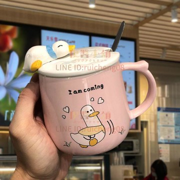 馬克杯帶蓋勺陶瓷帶勺杯子女學生設計感稀奇古怪情侶水杯【倪醬小鋪】
