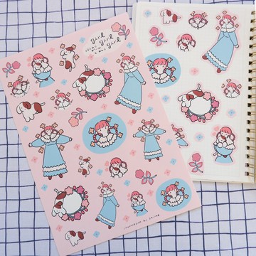 貼紙組【girl girl gir 〜迷濛女孩與狗狗〜】 A5