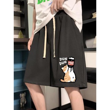 夏季新款男士上班休閑褲寬松大碼中褲子外穿運動衛褲五分大褲衩潮