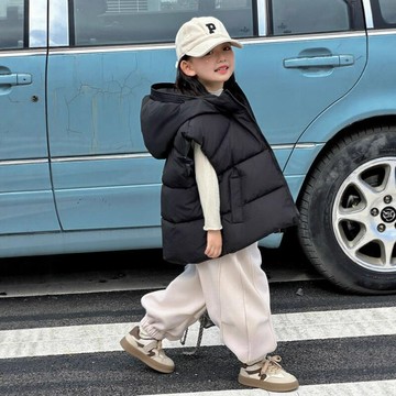 新款冬季兒童羽絨棉馬甲男童女童中大童加厚外穿純色童裝批發鑫弘-萌寶童裝