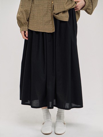 Flare Cotton Skirt [Black] (241405SBK)