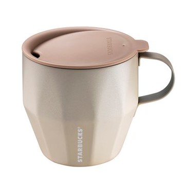 星巴克 米灰色不鏽鋼把手杯