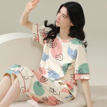 【藍尼居家】現+預 純棉短袖七分褲家居服(女睡衣/家居服/兩件式)