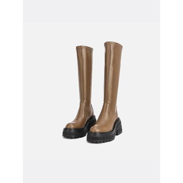 高筒靴女厚底真皮高跟松糕底彈力瘦瘦靴及膝靴褲管靴炸街長筒靴潮