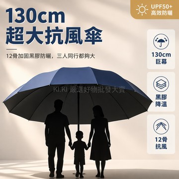 ✨桃園出貨✨ 超大號黑膠傘 防曬防紫外線 三人傘下130公分 十二骨加固 高爾夫遮陽傘 手動開收 男士女士通用