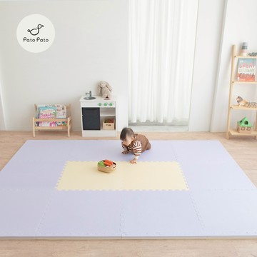 質感居家地墊 鵝黃＆紫 | 厚度3cm | 4入雙色巧拼地墊 附提袋