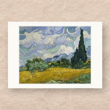 【 藝術畫卡 】梵谷・麥田裡的絲柏樹 | B4畫卡