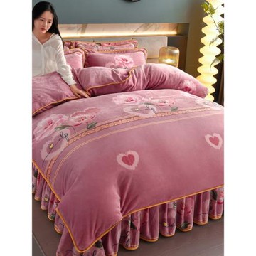 牛奶絨四件套加厚9-10斤母嬰級珊瑚絨法萊絨雙面云貂絨床品4件套