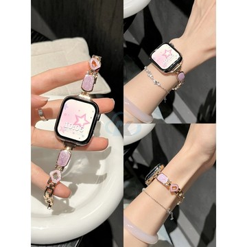 適用於 華為 Watch fit 3 4 5 4 5pro 旋渦貝母鎏金滴膠手鏈 金屬爆款輕奢錶帶 華為fit高級感腕帶