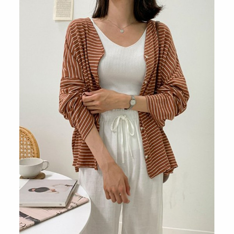 サードスプリング Michyeora ミチョラ ベーシックボーダーカーディガン レディース ブラウン フリー 3rd Spring 通販 Lineポイント最大1 0 Get Lineショッピング