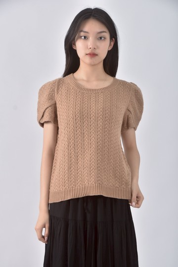 (M) 31 sons de mode公主袖棕色短袖上衣