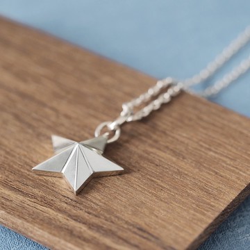 立體 星星 男士 項鍊 925銀