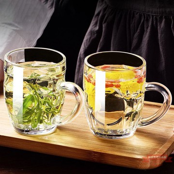 家用耐熱扎啤杯加厚帶把透明玻璃杯喝茶杯水杯啤酒杯飲料杯牛奶杯