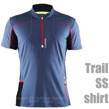 男款 Trail SS shirt 短袖排汗衣/短袖拉鍊立領排汗衣.自行車衣.T恤 /1903223-2945 藏青