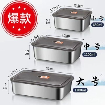 保鮮盒 不鏽鋼盒子 長方形冰箱專用冷藏密封食品級收納盒商用帶蓋 RVT0