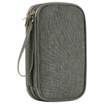 E.City多功能雙開手機證件數位收納包 防水  灰色  1個