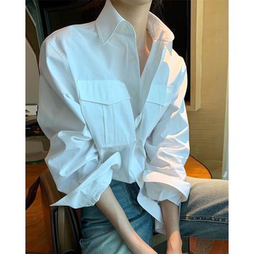 白色襯衫女2023新款早春季時尚洋氣正肩上衣長袖風衣內搭休閑襯衣