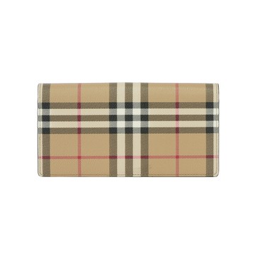 BURBERRY Vintage 經典格紋對開長夾(經典米色)