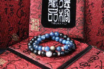 原礦天然藍晶石手鏈 8mm 藍虎眼 金曜石 白松石 手串手鏈 DIY飾品