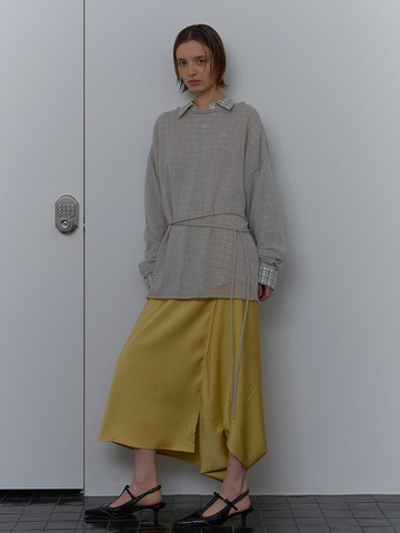 BOAT NECK SHEER KNIT SWEATER [LIGHT GRAY]