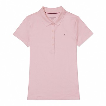 Tommy Hilfiger 經典刺繡Logo短袖Polo衫(女)-粉色