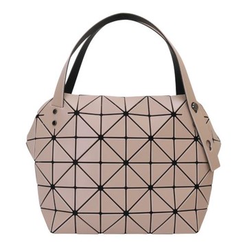 SSEY MIYAKE 三宅一生  BAOBAO -幾何方格皮質4x6手提波士頓包(粉米色)霧面大款