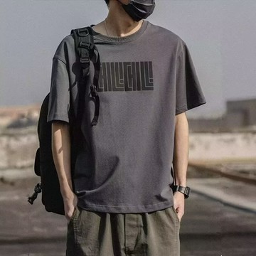 M-8XL 韓國大尺碼短袖T恤男 顯瘦寬鬆落肩五分袖上衣 百搭圓領 黑色t恤 夏季時尚 薄款透氣 胖子衣著 男生衣服潮流