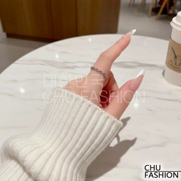 【CHU】韓國直輸 銀鍊滿鑽指節戒指 韓系華麗女神款