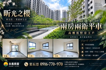 北屯中國醫｜櫻花昕光之櫻｜兩房兩衛平車帝王戶✨｜台中市太平區育才路