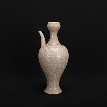 宋定窯白釉雕刻牡丹執壺仿古瓷器老物件古董古玩老貨收藏家居擺件