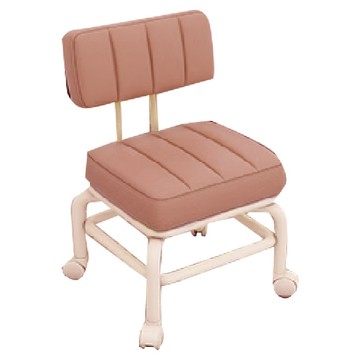 Skylife 方形靠背滑輪矮凳 - 鐵架科技布海綿  卡其色  1個