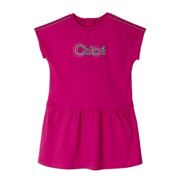Chloé Kids logo 嬰幼兒刺繡桃紅色洋裝