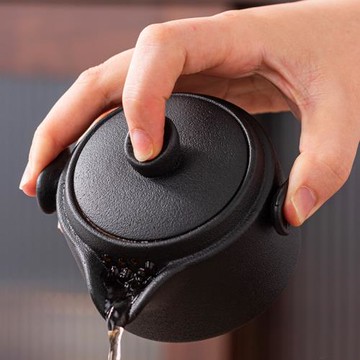 黑陶手抓壺單壺蓋碗茶杯陶瓷小號泡茶壺家用辦公功夫茶具復古防燙