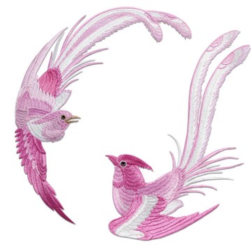 【哈狼族】服飾輔料/刺繡布貼/EMc/中號對稱鳥中國風布貼民族風漢服刺繡裝飾繡花片DIY補洞背膠熨燙(附發票已含稅)