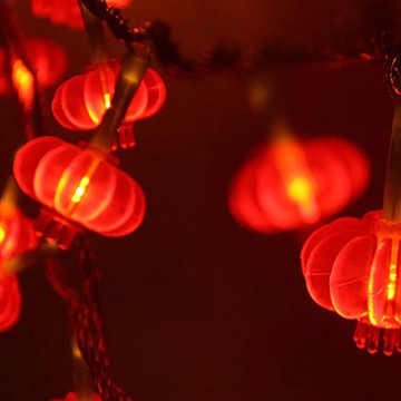 節慶佈置燈串 電池款 PVC+LED+銅線  紅燈籠  1組