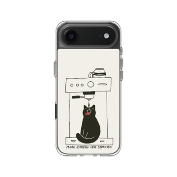 iPhone Air Clear Case（相機按鈕） 透明 - ilovedoodle (Lim Heng Swee) - Coffee Cat: 多點濃縮，少點憂鬱